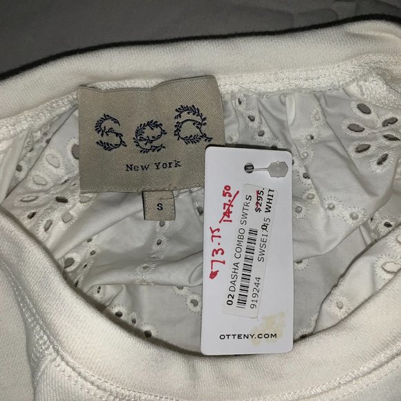 SEA New York Dasha Combo Sweater White Small NWOT - Picture 7 of 9